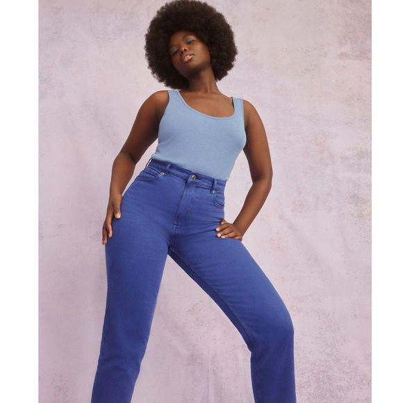 Everlane‎ Women's Sz 25 Deep Lapsis Blue The Way High Jean Denim High Waisted - Picture 1 of 15